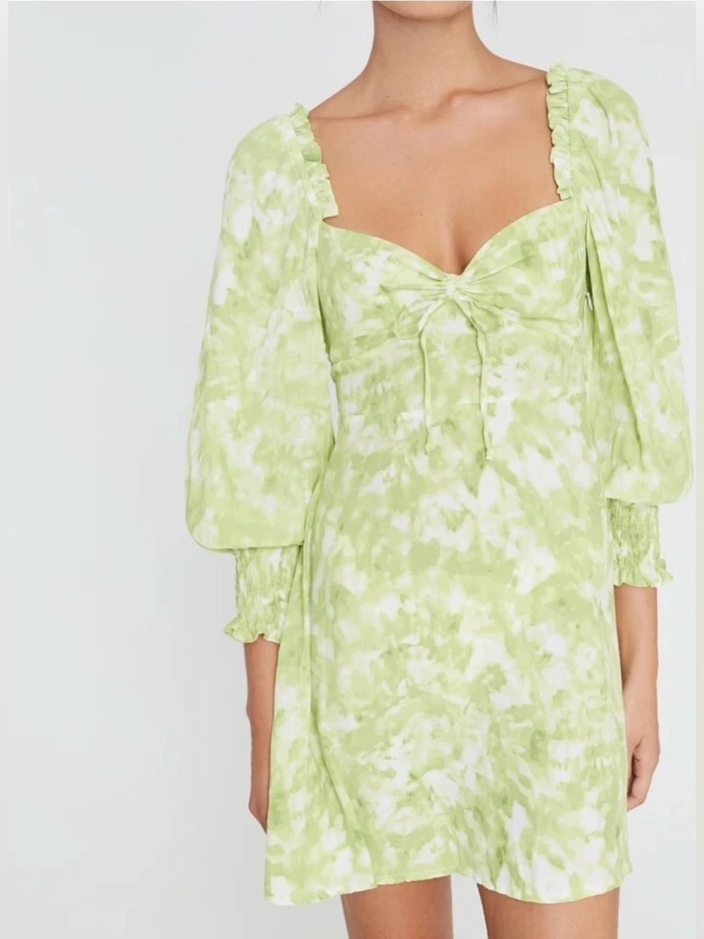 Faithfull the Brand Arianne Mini Dress | Lime Green Long Sleeve Revolve XS 2